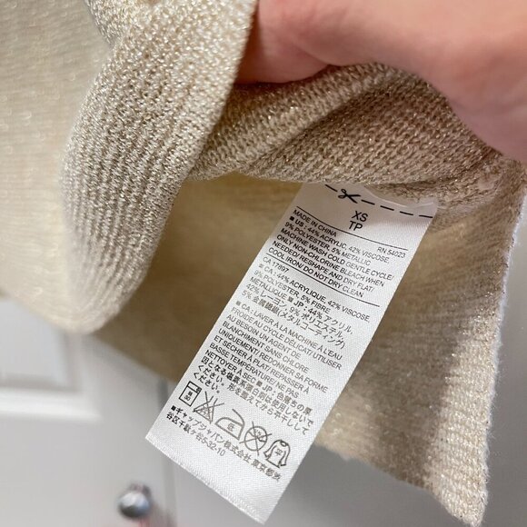 Banana Republic Sleeveless Shimmer Mock Neck Knit Top Beige – XS - Picture 7 of 9